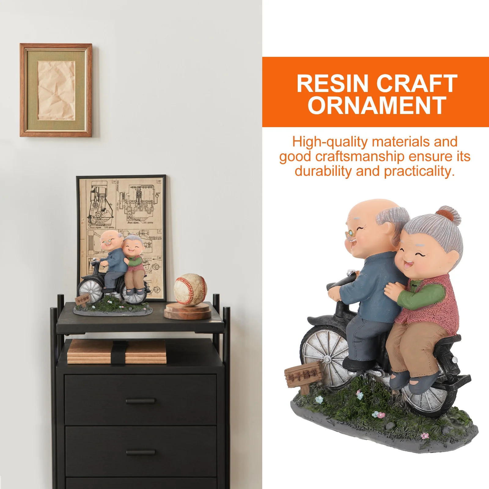 

Elderly Couple Resin Ornament Desktop Decoration Romantic Wedding Anniversary Valentines Day Gift for Bedroom Office