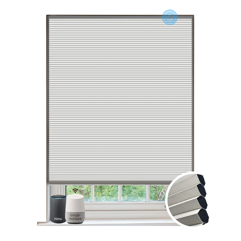 Blackout Shading Cordless Lift Heat Noise Insulation Electrical Motorized Single Cellular Honeycomb Blinds