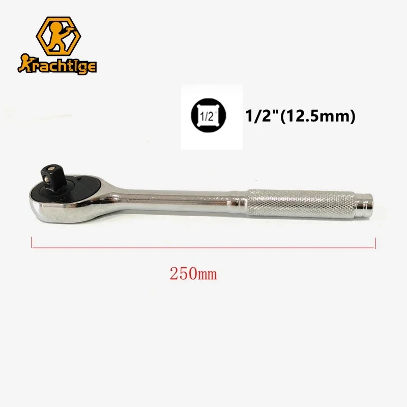 

1Pcs 1/2" Chromium Vanadium Steel Knurled Handle Socket Wrench Repair Tool 45 Teeth Metal Handle Quick Ratchet Wrench 12.5mm