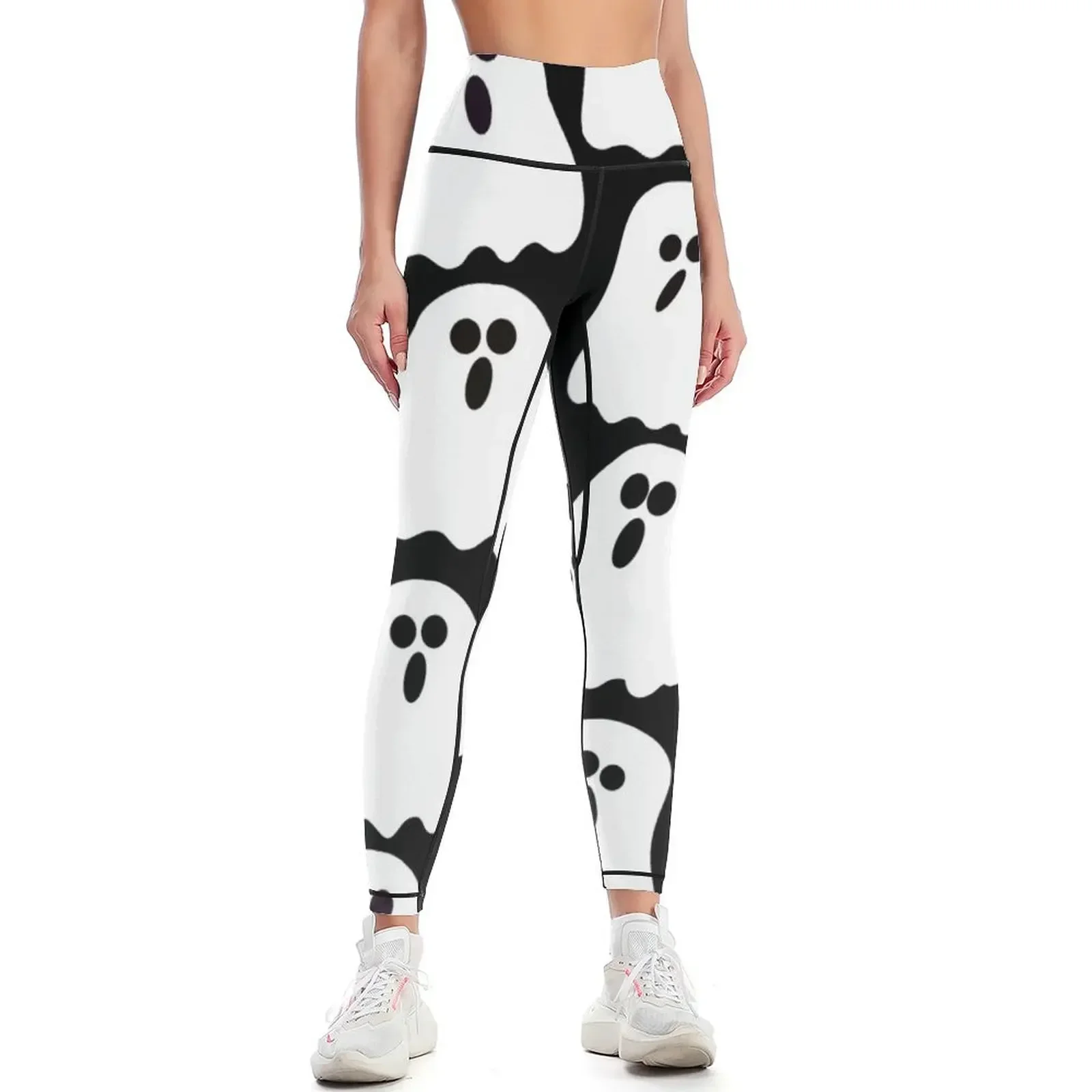 

Halloween Black and White Ghosts Pattern Leggings Women's pants sportswear for gym flared Womens Leggings