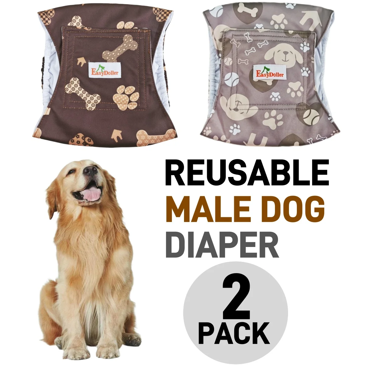 2pcs Male Dog Cloth Diaper, Reusable Dog Pee Pants, Washable Cloth Pet Belly Wrap, Puppy Dog Underwear, Eco-friendly Pet Care Di