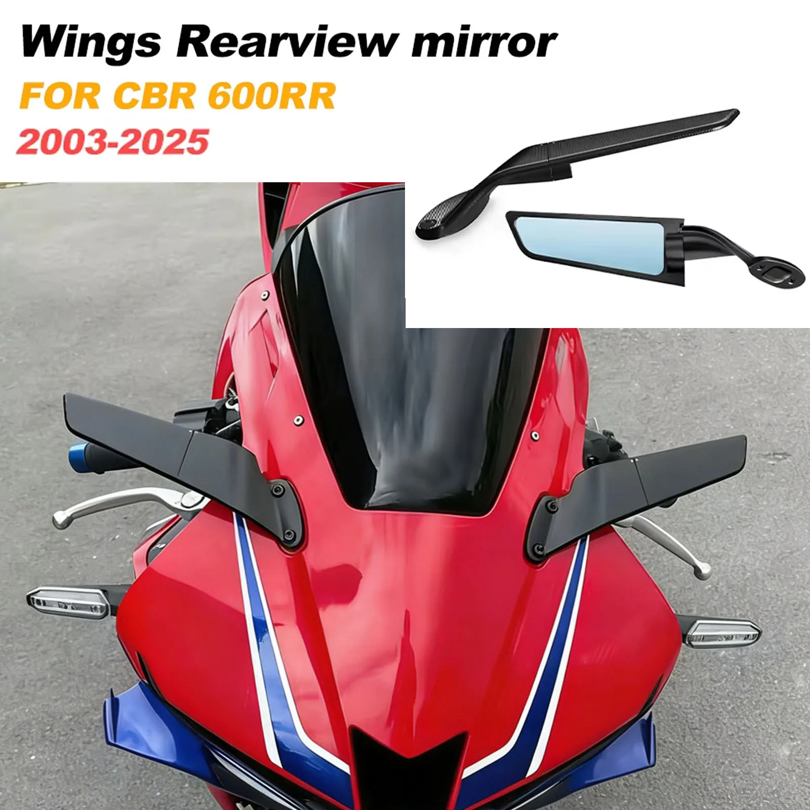 

Rotatable Stealth Mirror Winglet Side Mirrors Rearview Mirror Motorcycles Accessories For Honda CBR600RR cbr 600RR 2003-2025