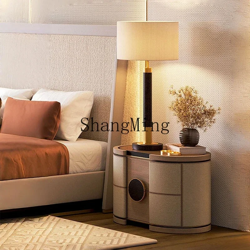 

SM bedside table light luxury high-end master bedroom creative solid wood storage cabinet high-end bedroom bedside