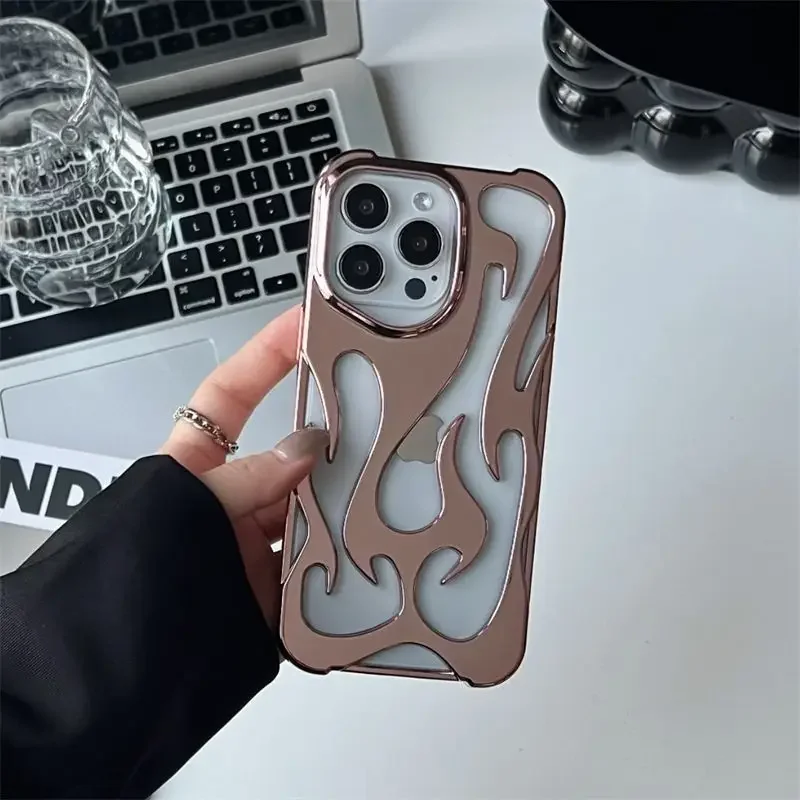 Neue 3D-Flammenmuster Hohle Schlanke Handyhülle für iPhone 18 17 16 15 14 13 12 11 Pro Max Plus Air Stoßfeste Schutzhülle Weiche Abdeckung – Detail 11