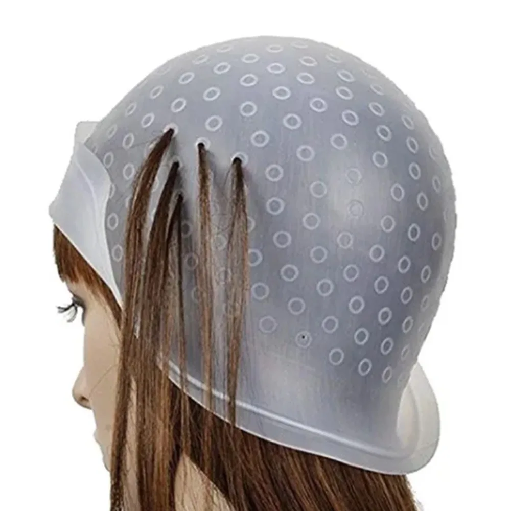 Transparent Hair Highlighting Cap Reusable Professional Silicone Highlighting Cap Easy to Use White Punched Highlight Cap