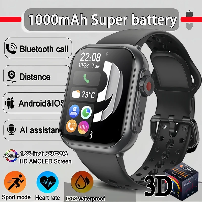 

2025 New For Huawei Xiaomi Ultra 2 Smart Watch Men Women 1.85-Inch HD AMOLED Full Touch Screen Bluetooth Call SmartWatch 1000mAh