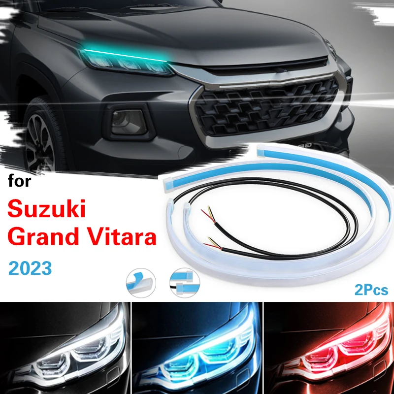 

2pcs DRL LED Daytime Running Lights Auto Headlights Flexible Waterproof LED Strip Turn Signal Lamp For Suzuki Grand Vitara 2023