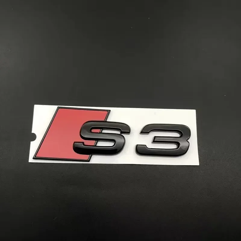 ABS Bright Black Car Front Hood Grill Replaced Emblem for AUDI S3 2010-2020 4Ring Logo Rear Trunk Badge Modified Sticker