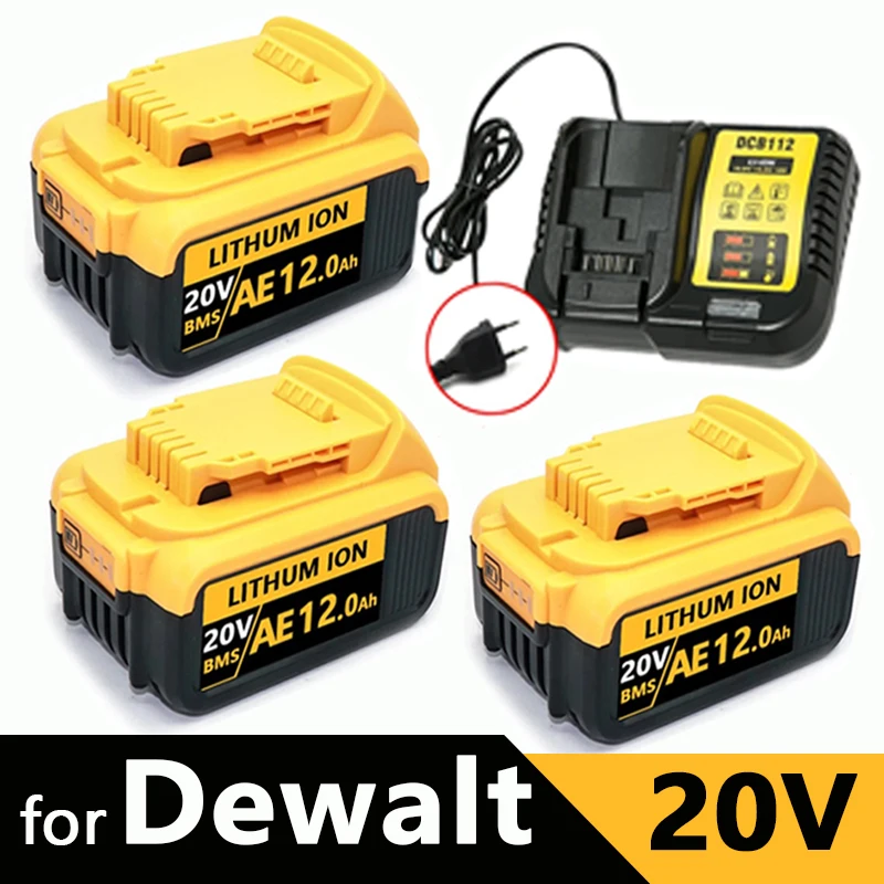 

20V 12Ah MAX Lithium Battery Power Tool Replacement for DeWalt DCB184 DCB181 DCB182 DCB200 20V 6A 8A 18V12A 20V Lithium Battery