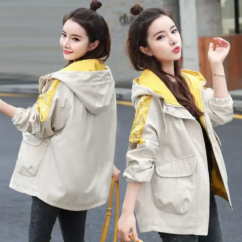 

Short Windbreakers Coat Women's Outwear 2024 Spring Autumn New Fashion Korean With Casual Trench Coat Overcoat