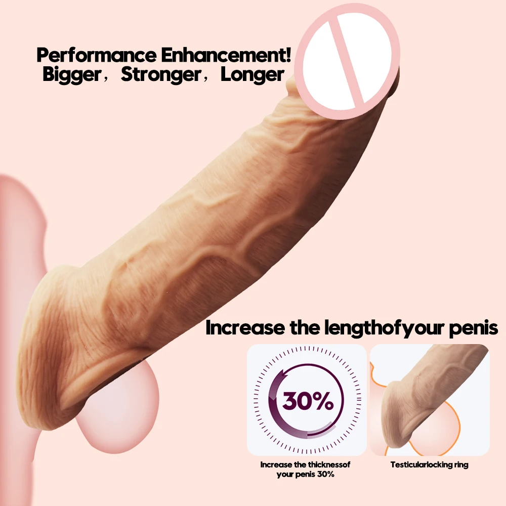 20cm Realistic Penis Sleeve Extender,Delay Ejaculation Reusable,Cock Ring Penis Enlargement,Sex Toys for Couples