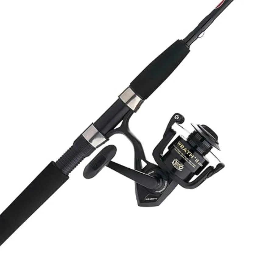 

Wrath II Spinning Reel and Fishing Rod Combo for Saltwater Fishing Black Aluminum Alloy High-Speed Retrieval with Durable Const