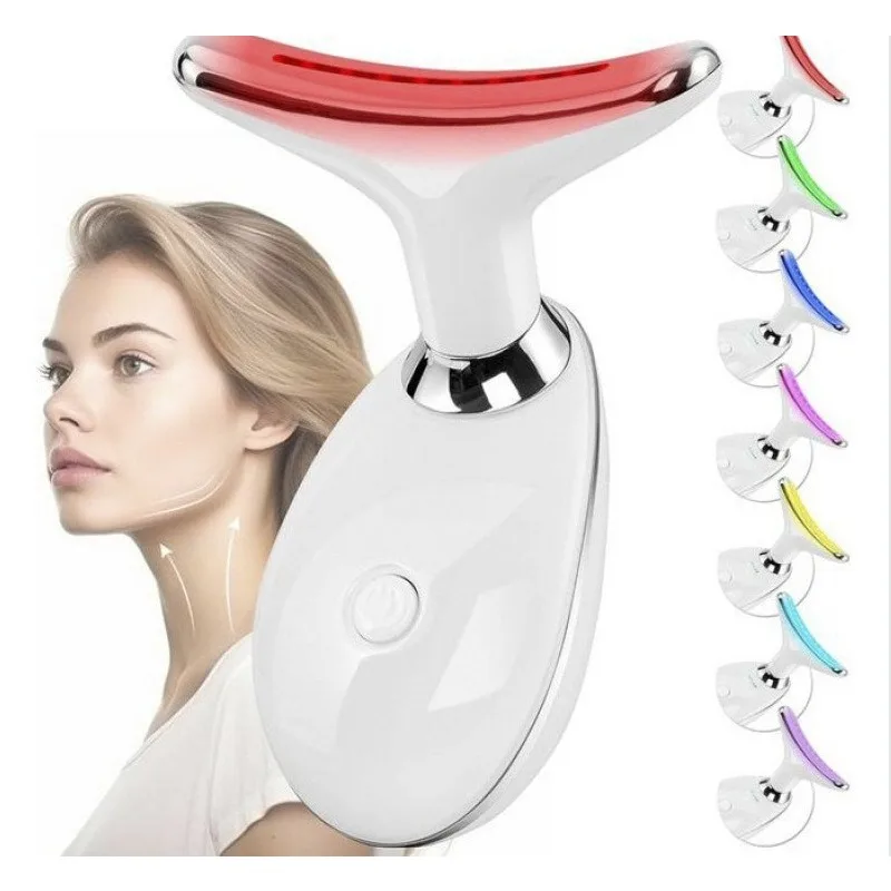 Neck Beauty Massager Device 7‑Color Light Vibration Import Instrument