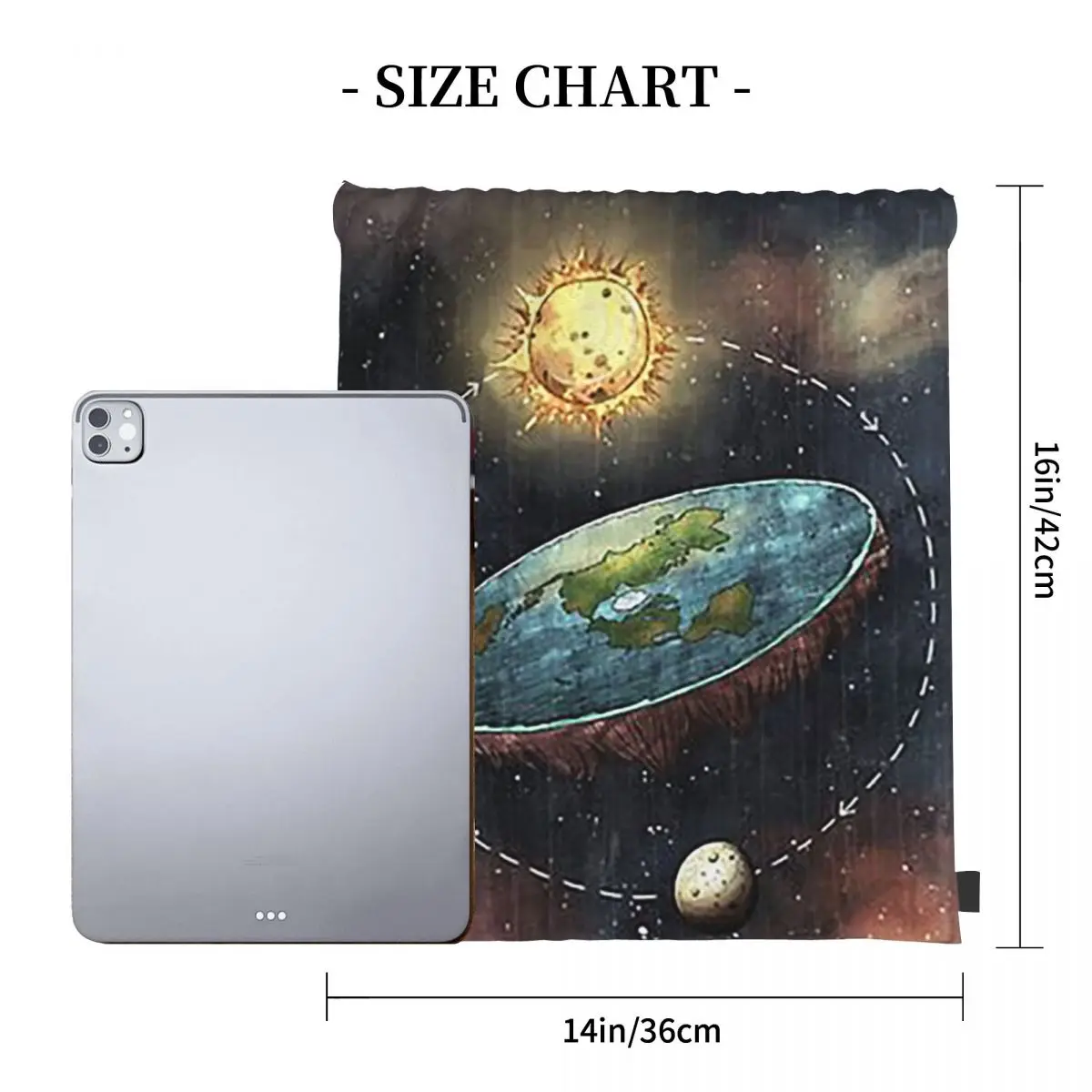 Flat Earth In Space Backpacks Casual Portable Drawstring Bundle Pocket Sports Bag Book Bags For Man Woman School