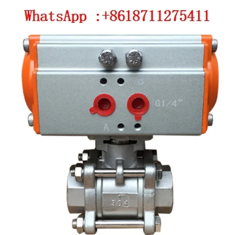 Ball valve pneumatic Q611F16P stainless steel 304 three-piece threaded inner wire inner thread double-acting 4-point valve