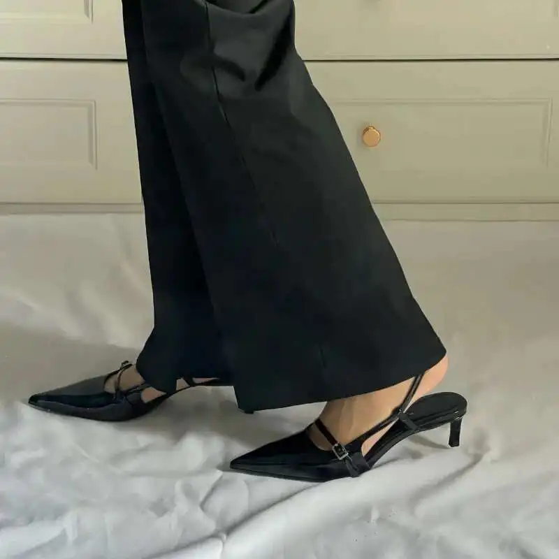 حجم 34-41 المرأة صنادل عالية الكعب الضحلة تو حزام الظهر الصنادل الصيف هريرة الكعوب أحذية الحفلات مثير #2