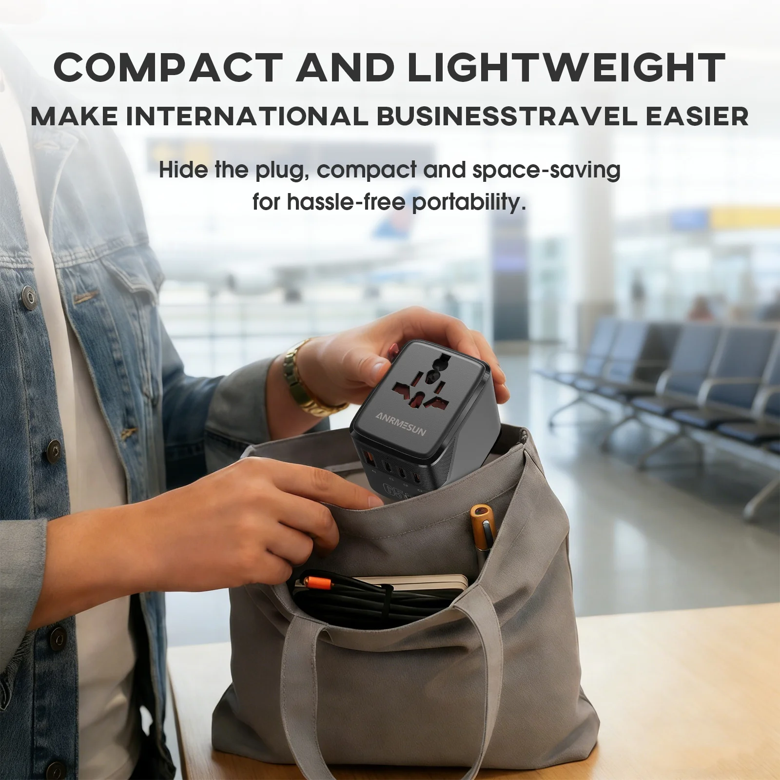 Global Universal Conversion Travel Plug 2 Type-C Sockets EU US AC Power Travel Adapter PD 65w 45w 25w Travel Plug Fast Charging