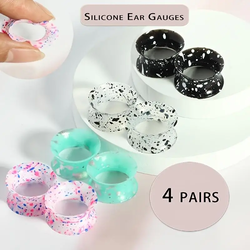 2/8pcs Silicone Ear Gauges Flexible Ear Tunnels Plugs Stretchers Expander Double Flared Flesh Ear Piercing Jewelry for Women Men