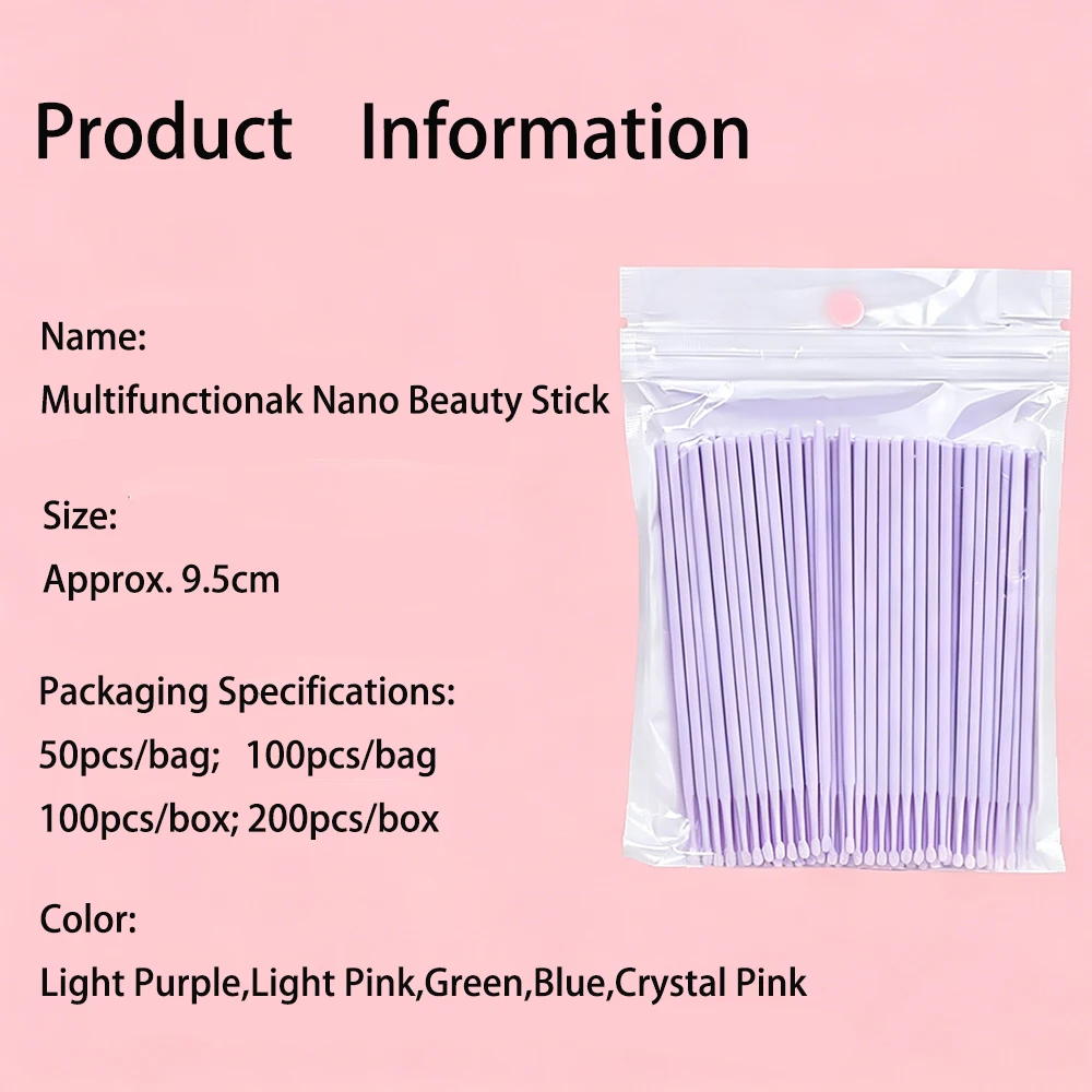Nano Beauty Stick PP Cotton Swabs Mascara Lipstick Brushes Wands Eyelash Extension Cleaning Lash Applicators Makeup Detail Tools