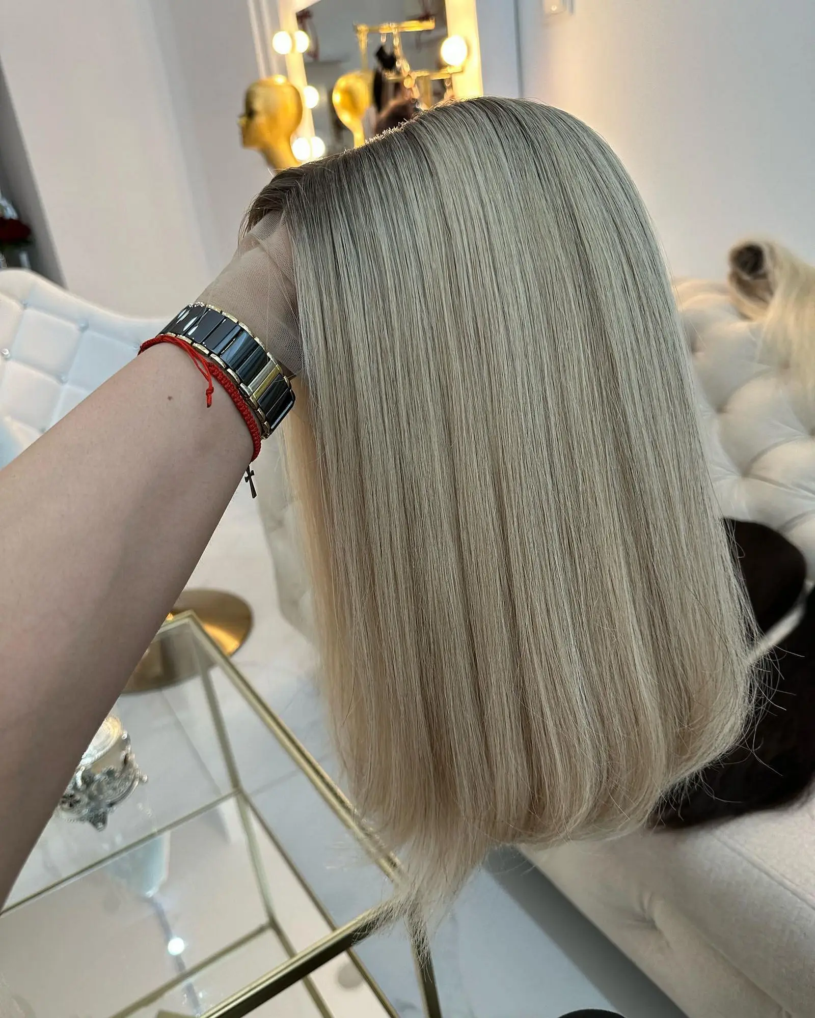 Bob Ombre Light Blonde Synthetic Lace Top Wigs Original Factory Cheap Wigs On Clearance Sale Natural Straight Soft Premium Fibre
