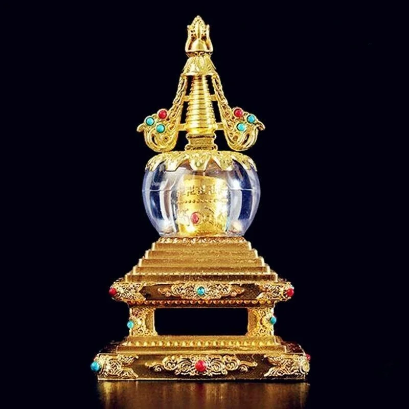 14.5cm Ancient Tibetan Buddhist Stupa  Copper Pagoda Buddha Tower Decor