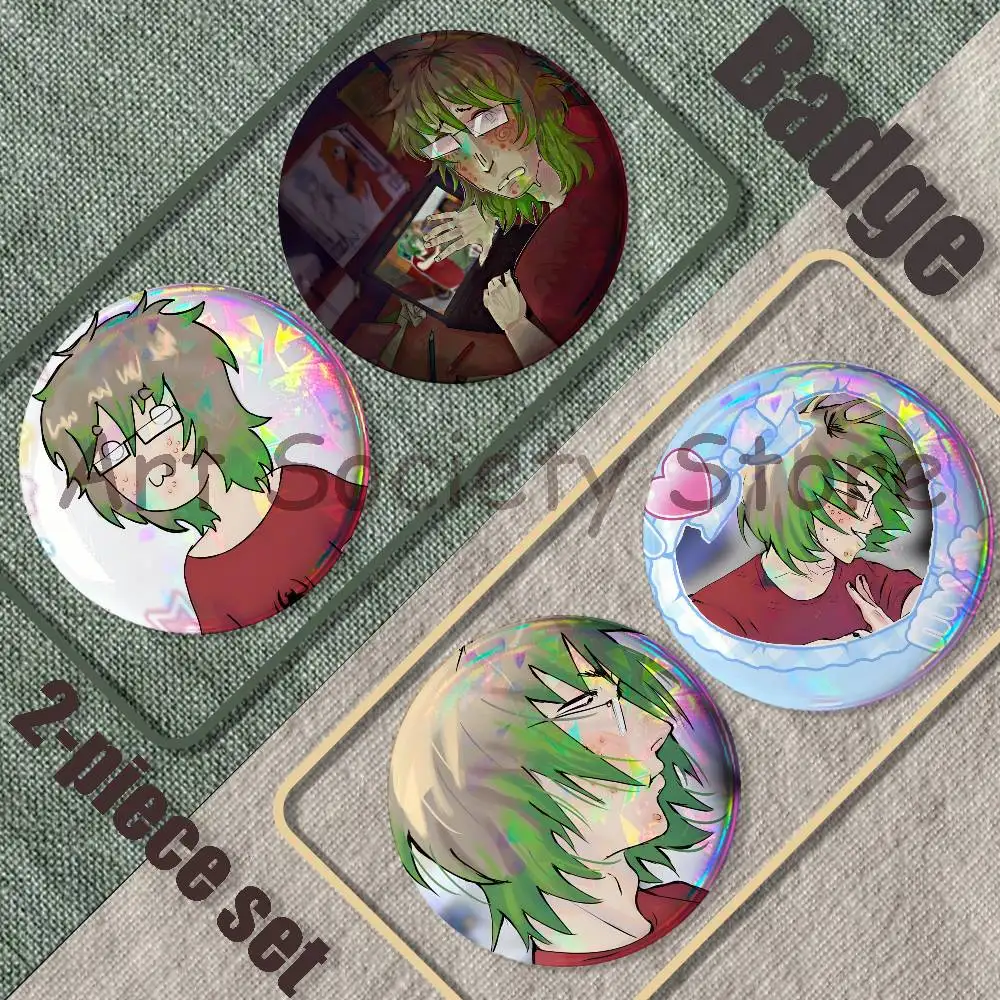 O-Oswaldo Looking For You Brooches for Backpack Accessories 25,32,44,58,75mm Round Enamel Pins 2-piece set Cartoon Anime Badge