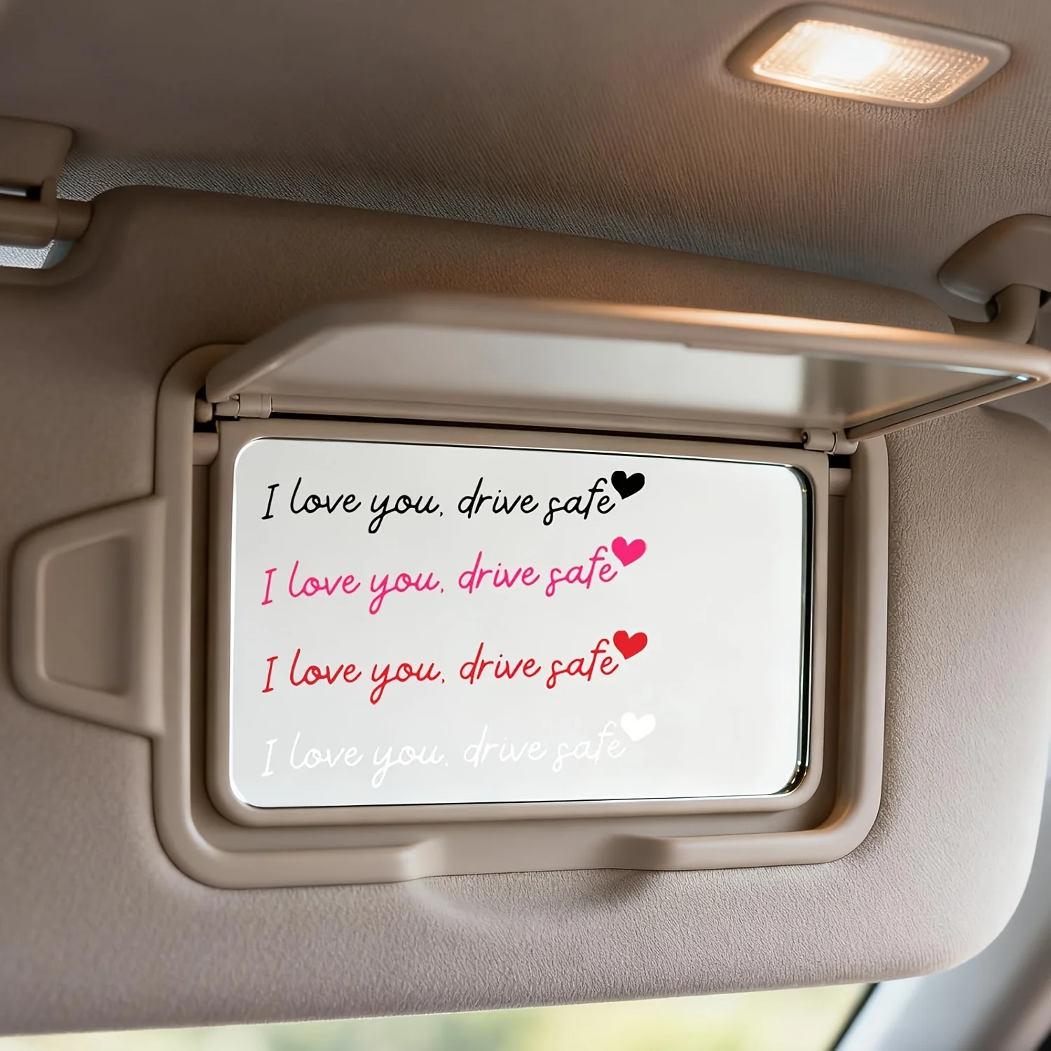 I Love You Drive Safe Mirror Sticker Set Cute Vinyl Car Decal for Women Rearview Mirror Sedan Truck SUV Decoration