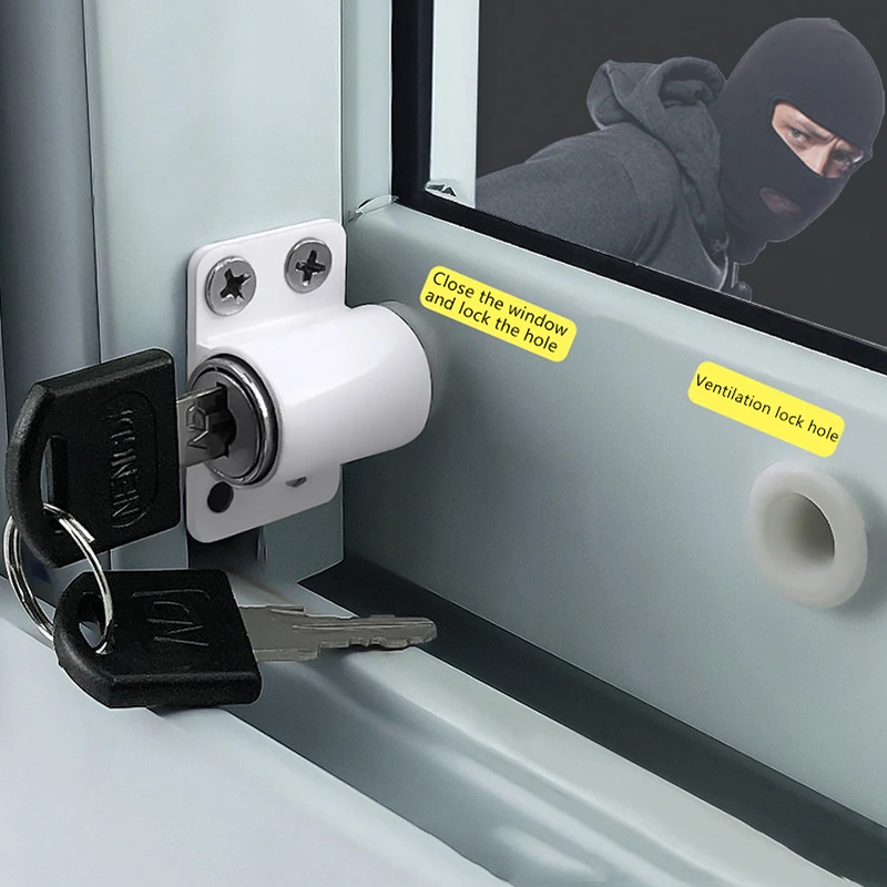 New 2 Keys 1 Set Sliding Door Window Locks With Baby Child Safety Protection Door Security Lock Catches Push-pull Window Limiter
