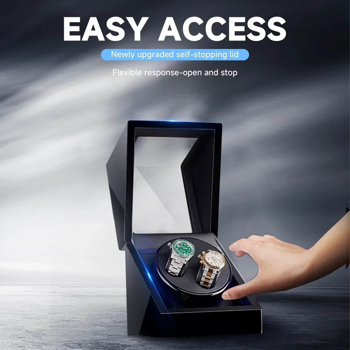 자동 시계용 더블 시계 와인더, 자동 시계 와인더, 가죽 상자, 조용한 모터, 2 슬롯