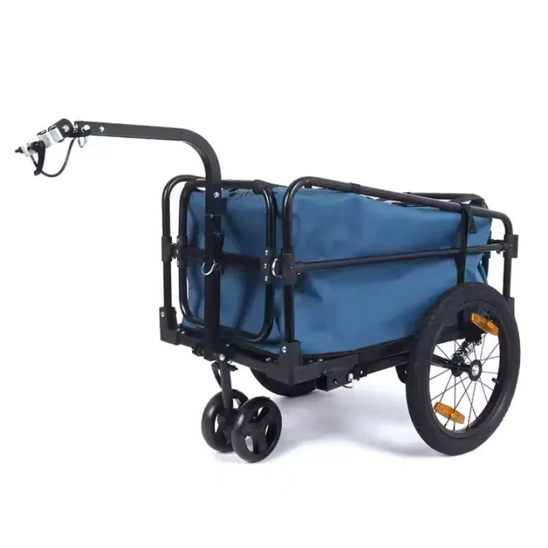 Heavy-duty bicycle cargo trailer with removable waterproof cover folding steel frame rear trailer