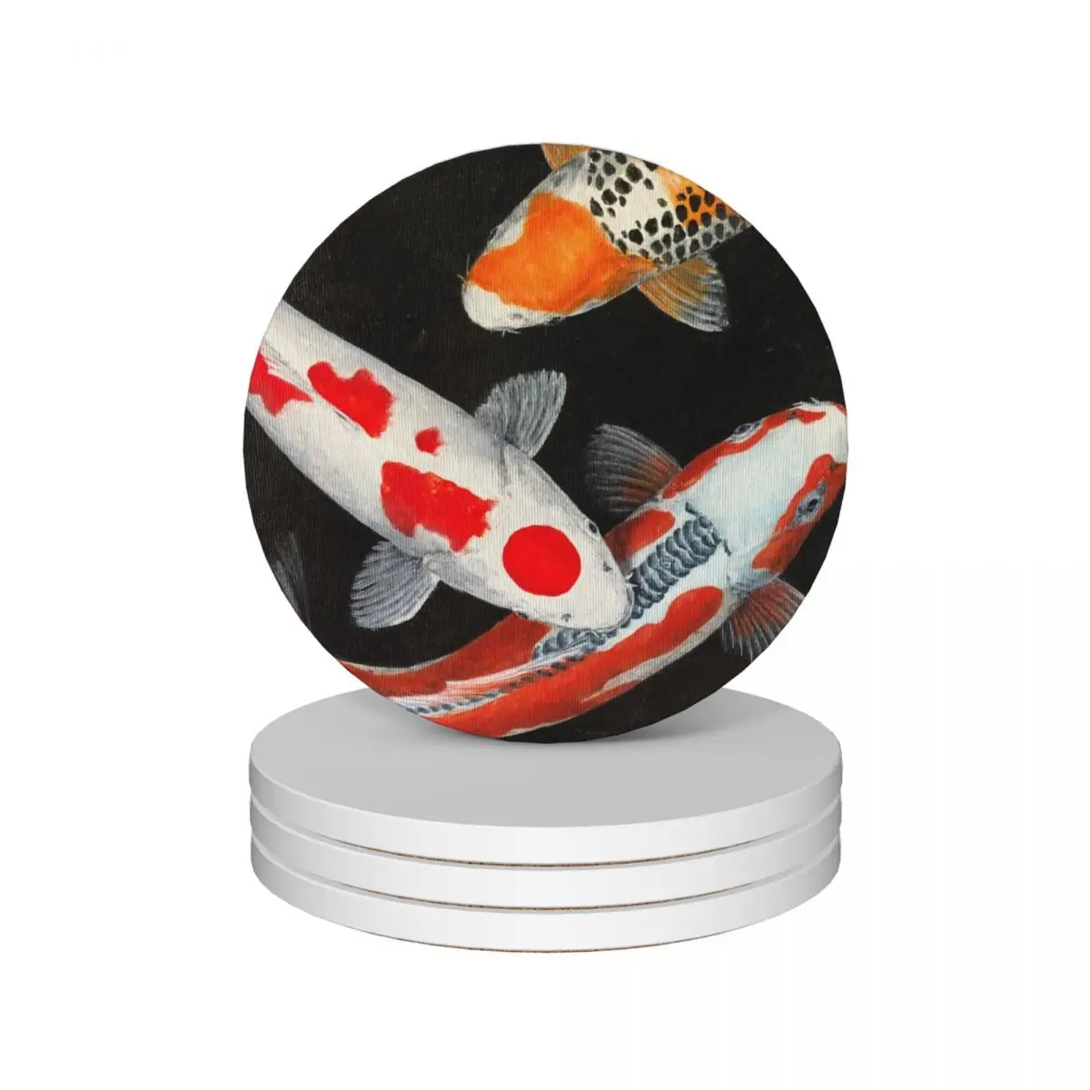 

Koi Lucky Mix Ceramic Coasters (Set of 4) black funny cup holder Coasters