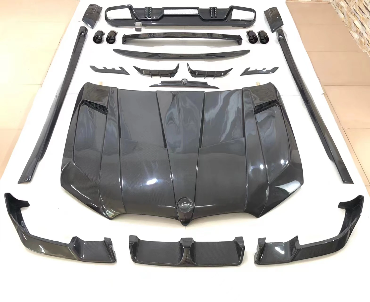 Flying Wing High Quality Carbon Fiber Front Lip Side Skirt Extension Rear Diffuser Hood Lens Case For  X6M F96 19+