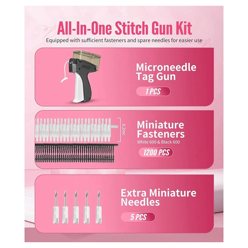 Stitch-Gun With Storage Box, Tagging-Gun For Quick Stitching, Temporary Clothing Fixing With 1200PCS Barbs Fasteners