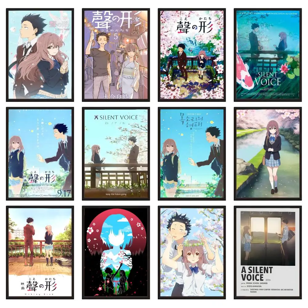 Anime S-Silent Voice Poster Wall Art Sticker For Living Room Bedroom Bar Home Decor Mural Painting Decoration