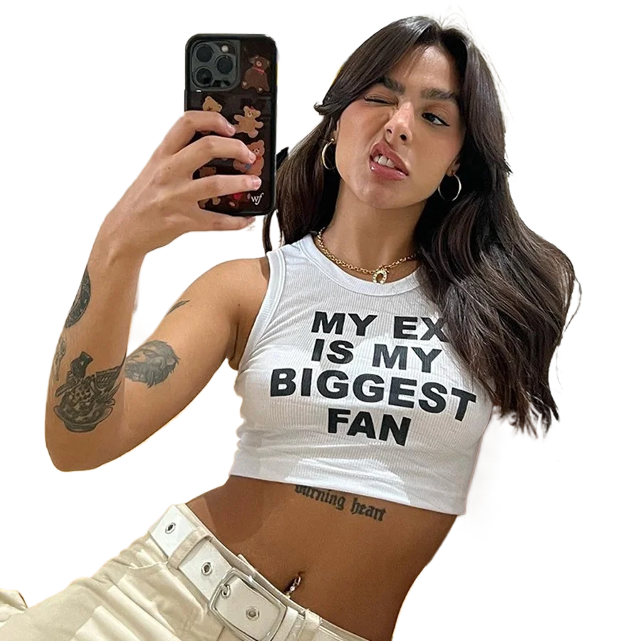 Women Tank Sleeveless My Ex Is My Biggest Fan Short Crop Top