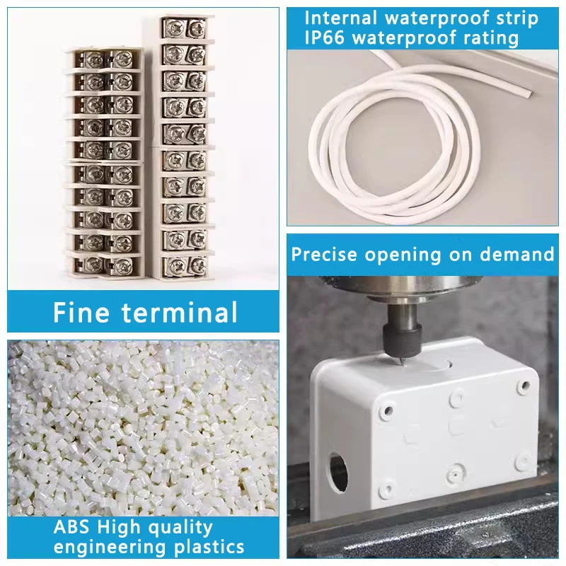 Caja de conexiones de plástico para exteriores, bloque de terminales, línea de distribución de alambre roscado, sellada, resistente al agua IP66,