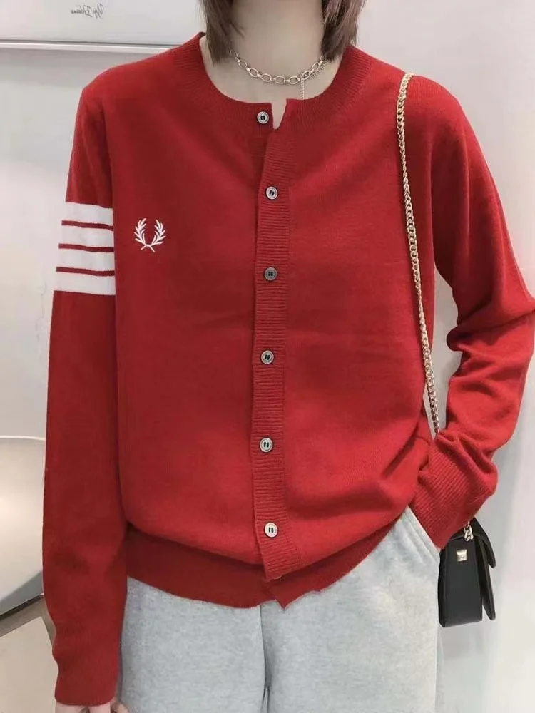 Women TB Cashmere Cardigan Sweater Female Knitted O-Neck Cashmere Cardigan Sweater Fashion Coat