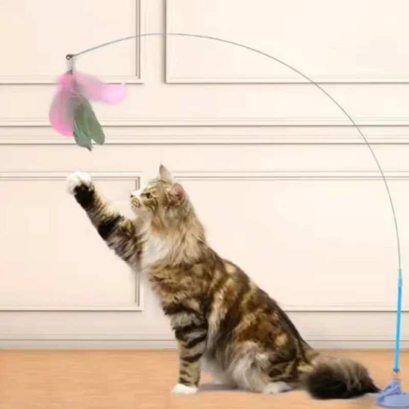 Cat Toy Cat Head Suction Cup Kitten Self-Entertainment Boredom Relief Feather Replacement Head Suction Cup