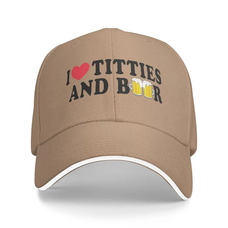 ICH Herz Titties und Bier-Liebe Lustige Gag - Vintage Retro Stil Baseball Kappe Hut männer Sandwich Hut hysterese Lustige Trucker Hut