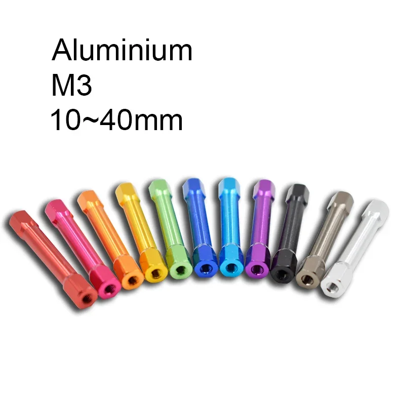 Anodized Aluminum Alloy M3 Hex Double End Female Thread Standoffs Spacers for RC Drone 3D Printer Computer Case Electronics DIY