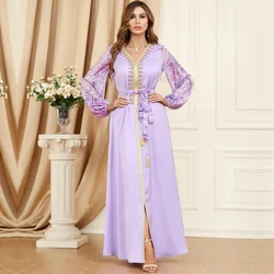 Muslimische Kleider für Frauen, Jalabiya Abaya, Ramadan-Party, langes Kleid, Abayas, Puffärmel, Kaftan-Robe, marokkanischer Kaftan, Vestidos 2024