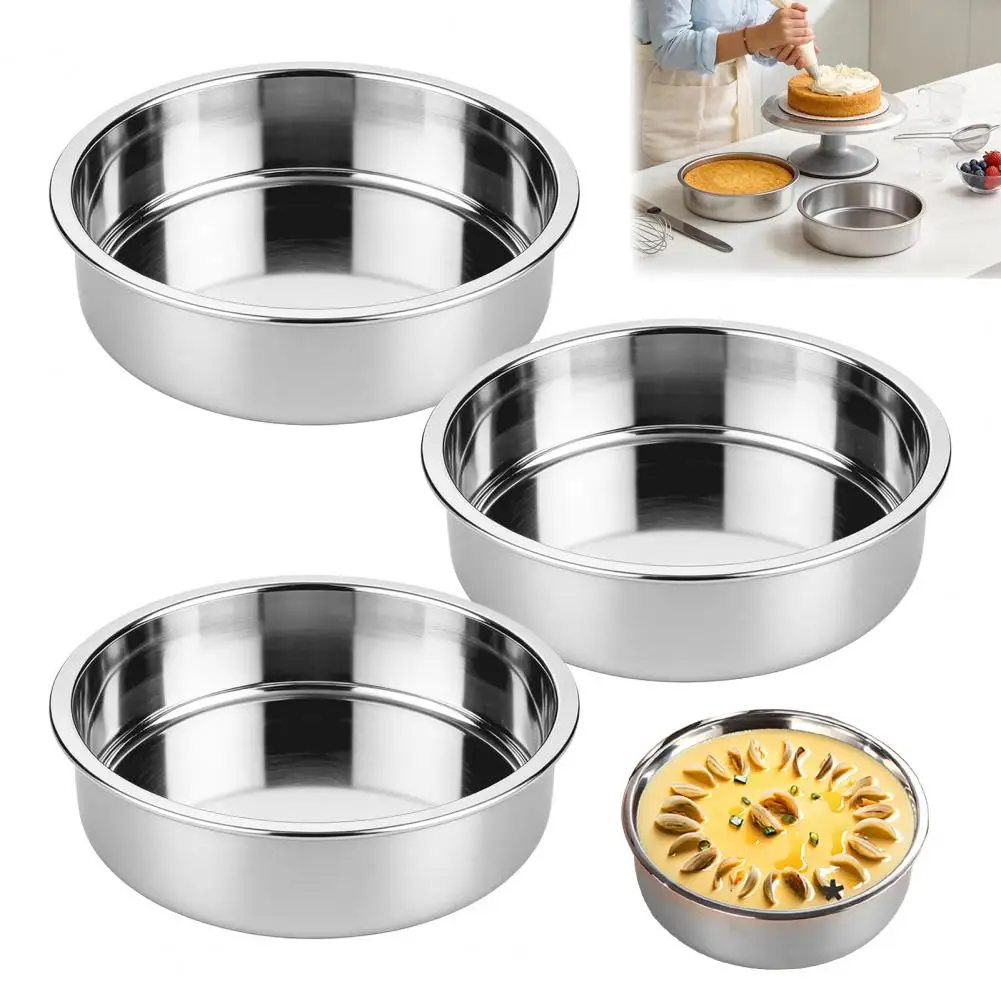 

Stainless Steel Cake Pans,Round Cake Molud for Oven Air Fryer Cooker,Non-stick Bakeware for Cakes Pizza Steamed Dishes