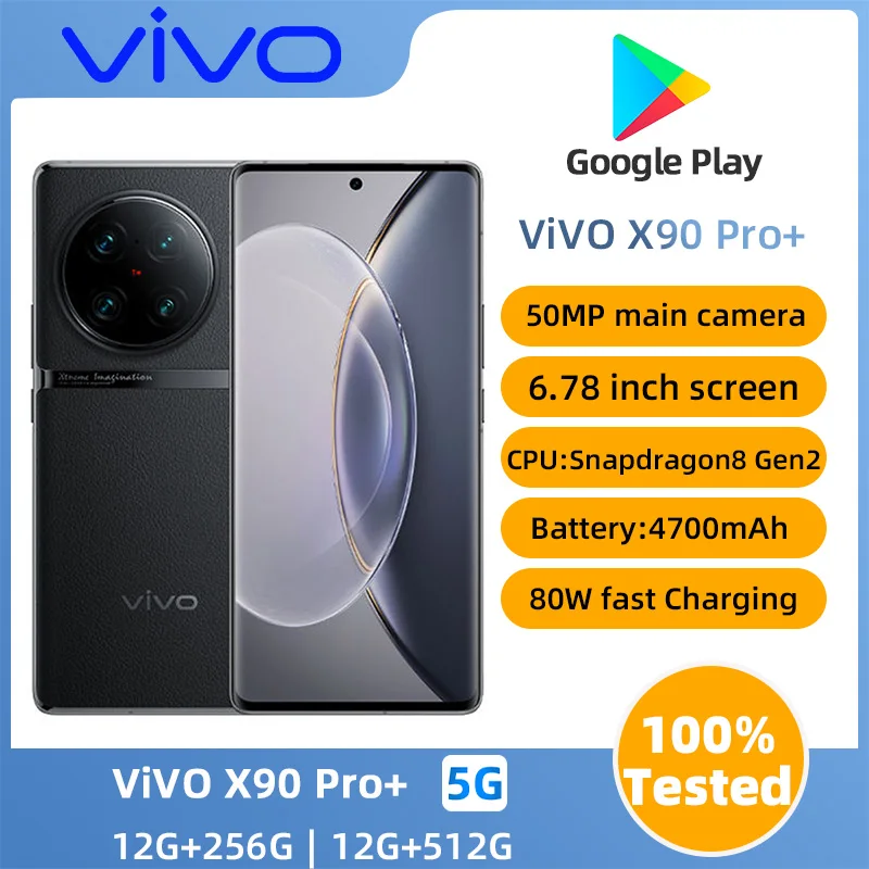 VIVO X90 Pro+ Plus 5G Smartphone Android 6.78inches Screen ROM 256GB Snapdragon 8Gen 2  50MP Camera NFC 4700MAh used phone