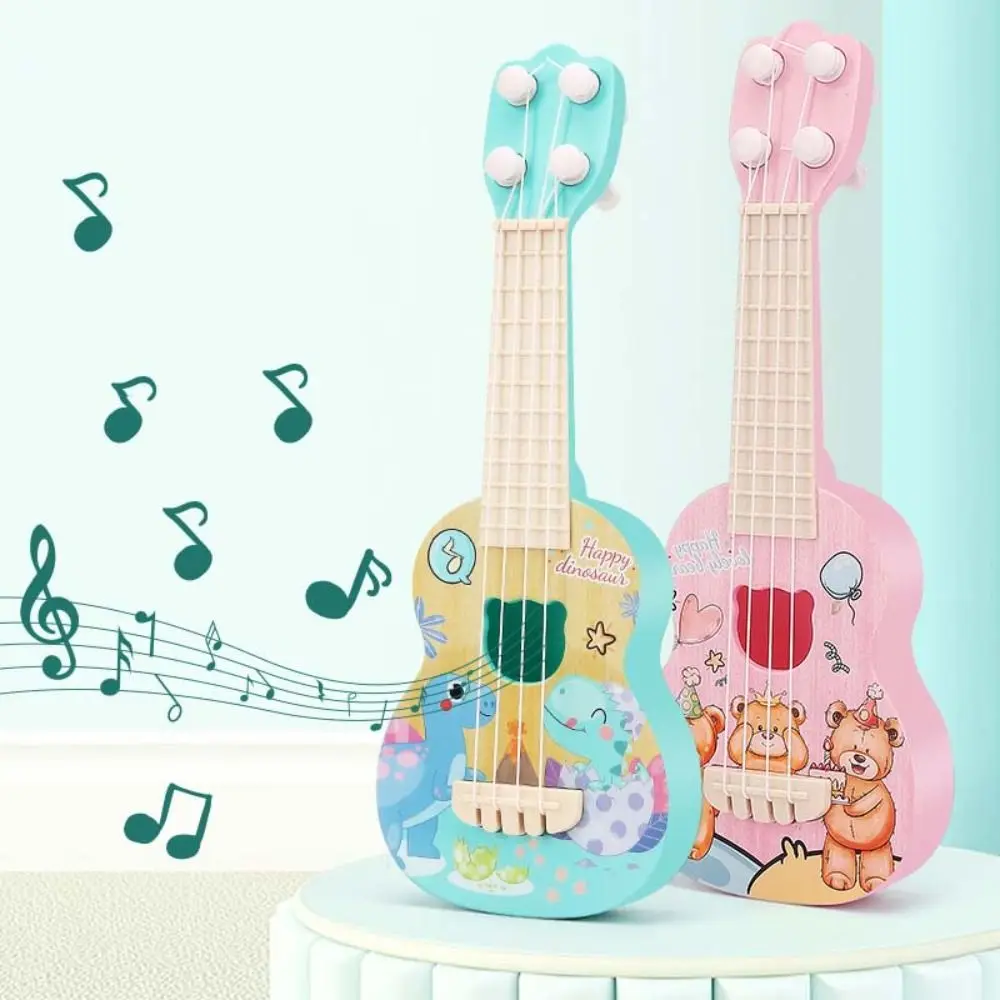 Ukelele de 4 cuerdas para guitarra, perilla de cuerda ajustable de nailon, simulación de ukelele, guitarra pequeña jugable, juguete de actividad para niños