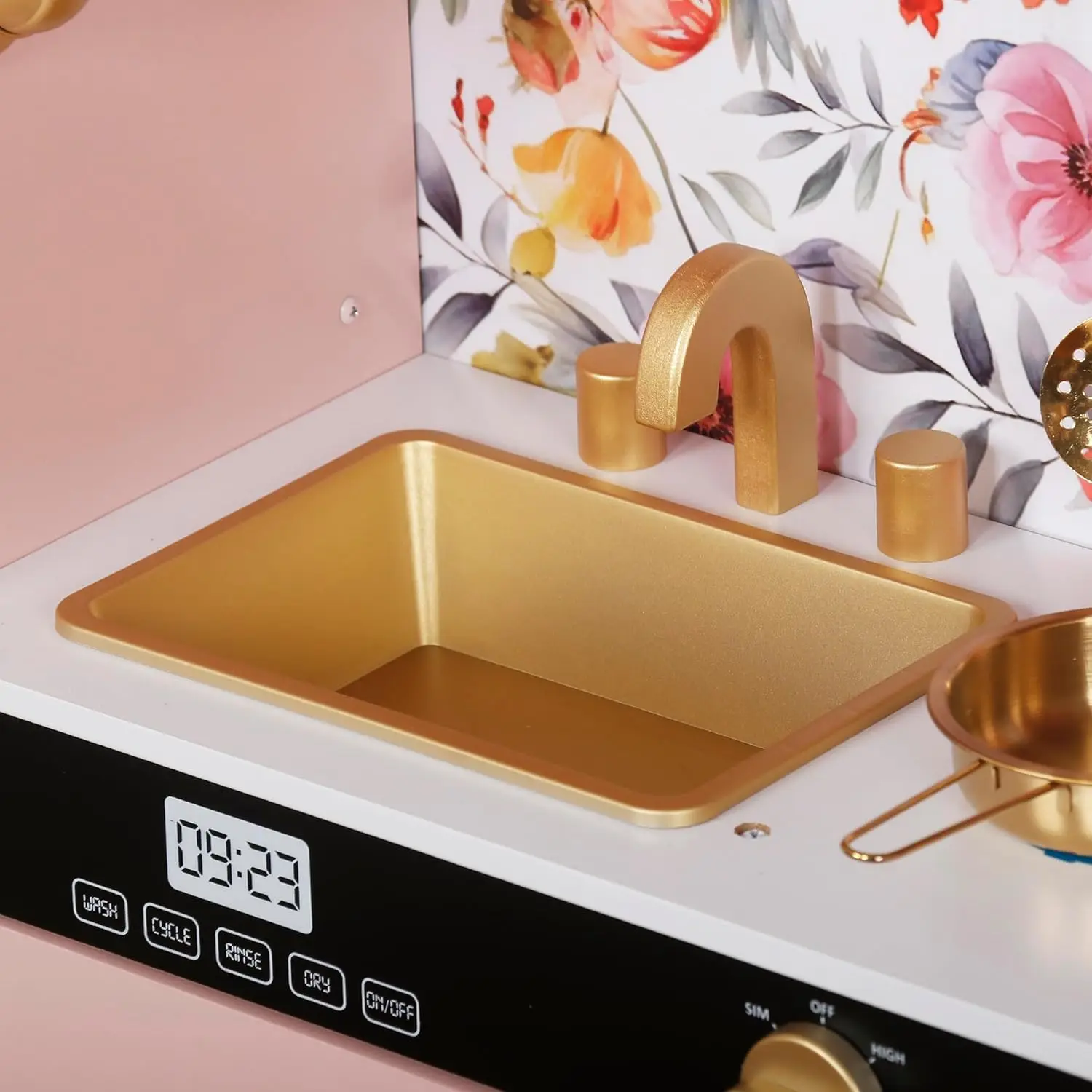 Drewniany zestaw zabawek kuchennych do zabawy ze światłem, zabawka do udawania zestaw kuchenny dla dzieci, zlew i zabawka z kuchenką mikrofalową, maluch Coo