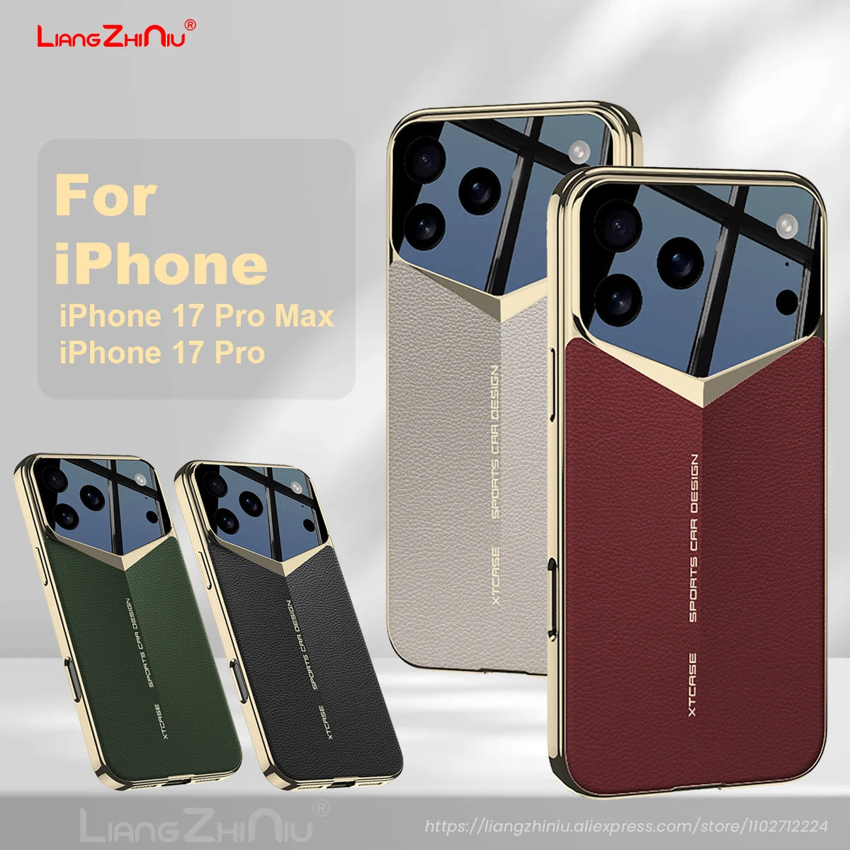

For Iphone 17 Pro Max/17 Pro Phone Case Ultra Light Thin Electroplating Plating Bezel Leather Back Cover Pc Full Coverage Cover