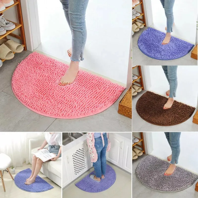 40X60cm Soft Carpet Slip-resistant Bathing Room Rug Floor Door Mat Dirt Barrier Semi Circle Floor Door Cushion Mat Rug 2023