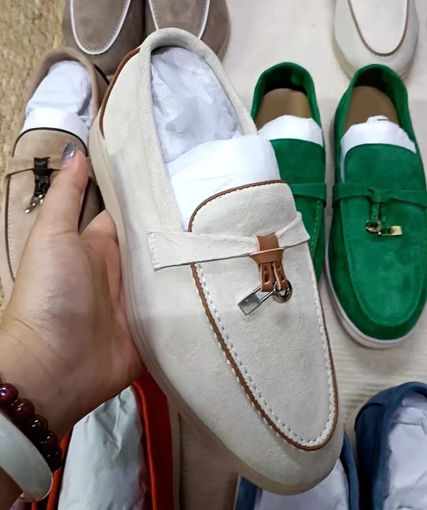 

No logo Top Quality Designer Suede Women's Loafers 2025 Summer Men Flat shoes Moccasins Casual sneaker Slip On Footwear Women