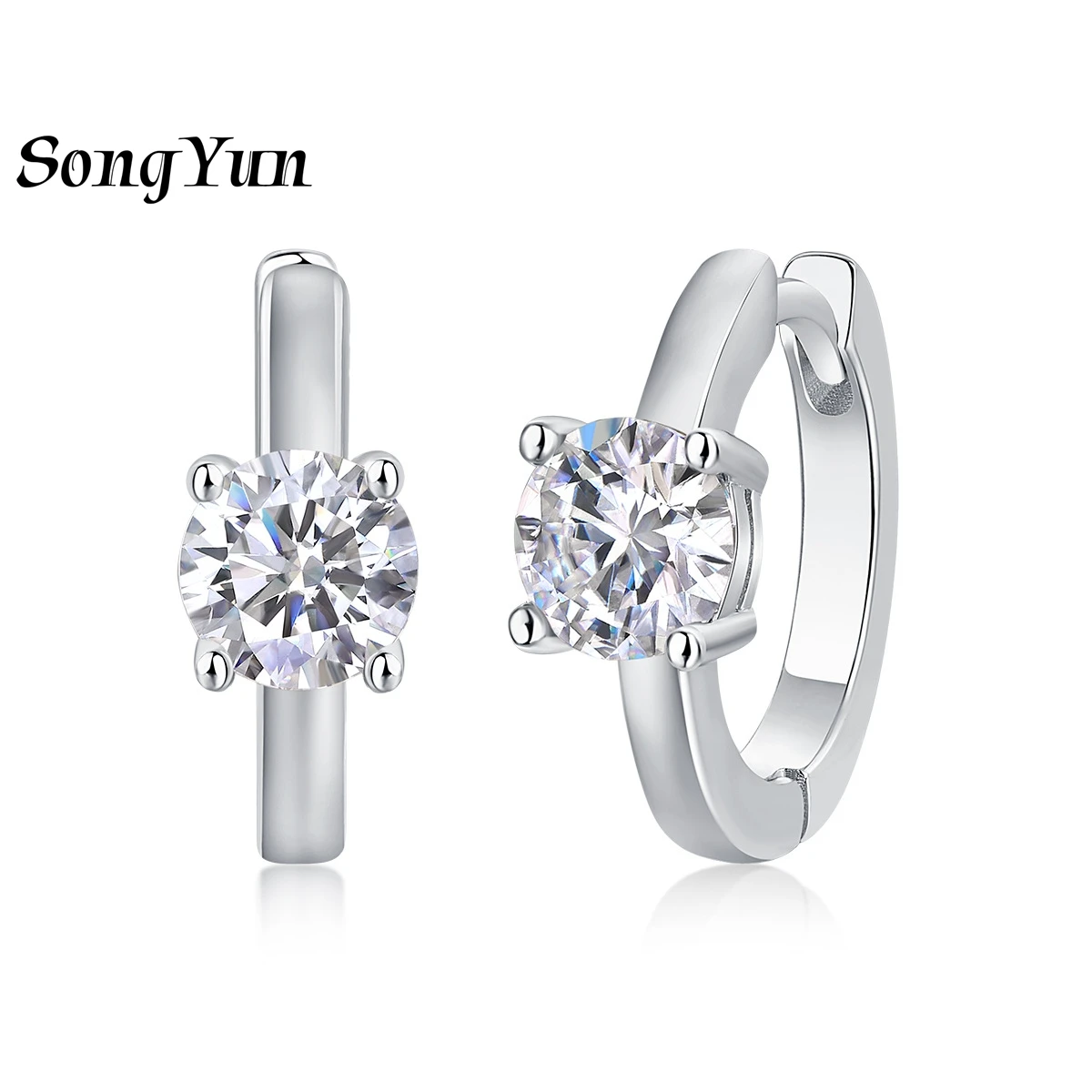 

SONGYUN Luxury Jewelry 925 Sterling Silver Earrings Moissanite Diamond Huggie Statement for Her Rhodium Plated Stud Earrings