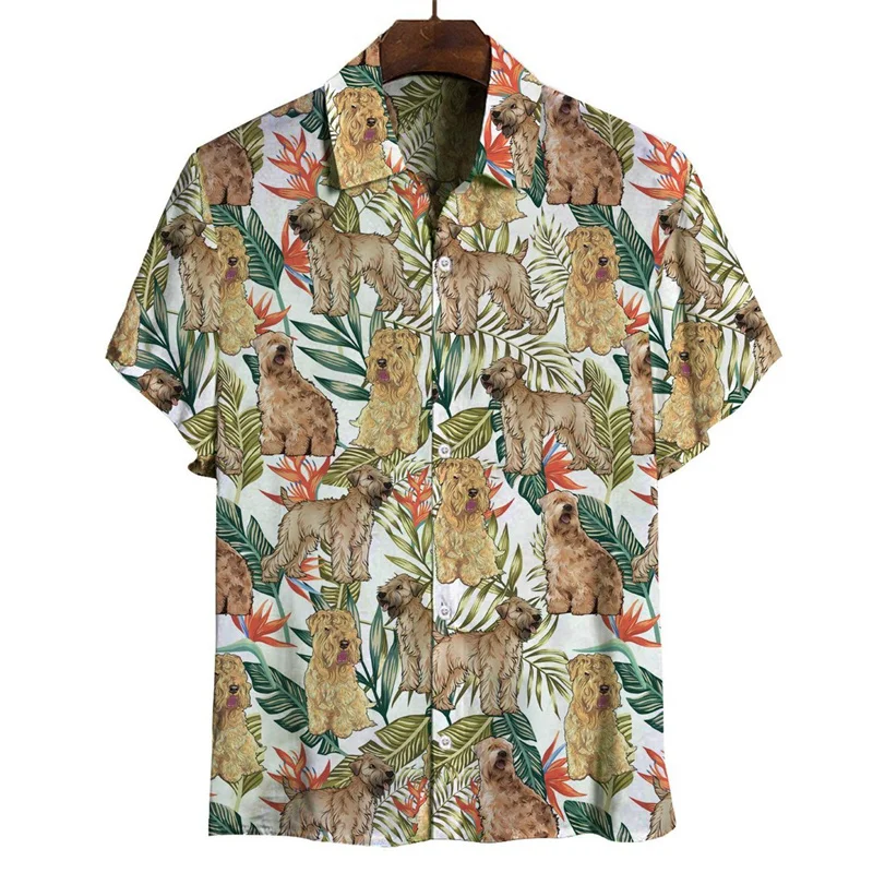 Cute Animal Dog Pattern Aloha Shirt For Men Women 3D Printed Pets Short Sleeve Loose Lapel Hawaiian Shirts Summer Button Blouses